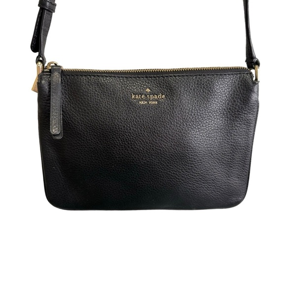 Kate Spade Triple Gusset Crossbody Handbag Black Pebble Leather $279 - Picture 1 of 13